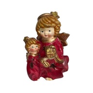 Świecznik tealight anioły czerwone złote ceramika dekoracja świąteczna