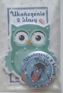 Zestaw zakończenie roku szkolnego/prezent: zdrapka, przypinka i notes sowa