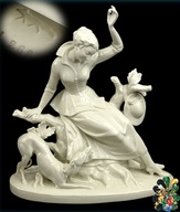 Schwarzburger H. Meisel Kobieta z psem figurka sygnowana wys. 30 cm