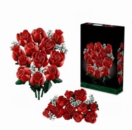 BUKIET CZERWONYCH RÓŻ ZESTAW KWIATÓW Z KLOCKÓW PREZENT DLA NIEJ WALENTYNKI