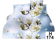 pościel 3 D 200x220 + 2x 70x80 zamek H 174 białe kwiaty 100% bawełna
