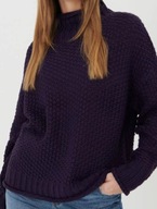 Sweter damski fioletowy śliwka półgolf S