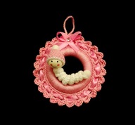 Zawieszka ozdoba szydełkowa na choinkę 10cm (Z177) różowa