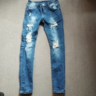 Spodnie jeansowe damskie z dziurami i cekinami f.Monday r.M