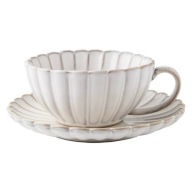 Filiżanka Do Kawy Herbaty 250ml ze spodkiem ceramika BIAŁA zestaw duży