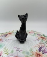 Czarny kot, porcelanowa figurka kotka bardzo ładna 14cm