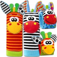 GRZECHOTKI DLA NIEMOWLĄT SKARPETKI OPASKI 4 SZT. GRZECHOTKA NA RĄCZKI SOZZY