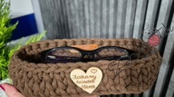 Koszyk na okulary personalizowany prezent urodziny organizer na szydełku