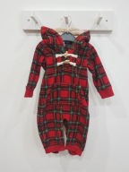 LANIDOR pajacyk onesie piżamka świąteczna kombinezon czerwona kratka 68-74