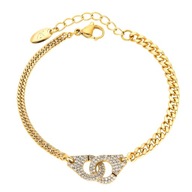 48020 BRANSOLETKA 18K POZŁACANA 17+3 CM kajdanki z cyrkoniami