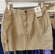DENIM CO. SPÓDNICZKA SPÓDNICA MINI TRAPEZOWA PROSTA KHAKI 42 XL