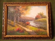 Widok na zakole rzeki - obraz olejny ręcznie malowany na płótnie