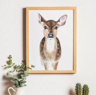 Plakat dekoracyjny A3 Sarna grafika artystyczna zwierzęta leśne Montessori