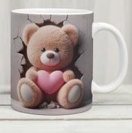Kubek z misiem, miś z sercem