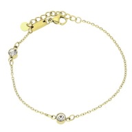 83557 Bransoletka złota stal chirurgiczna 17+3 CM 5 MM dwie cyrkonie