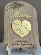 Ramka na Dzień Mamy z Imionami Dzieci Personalizowana Złota Plexi + Stojak