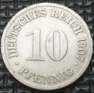 **NIEMCY [1444]*10 Pfennig 1907 *D typ 2 mała tarcza