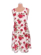 SUKIENKA ECRU FANTAZYJNY DEKOLT RÓŻE 42 44