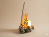 DUŻY Stroik Świąteczny na Stół 40cm – DREWNIANY Rękodzieło LED – Prezent