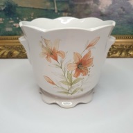 Porcelanowa osłonka donica kwiaty falowany rant dekoracyjna 13 cm