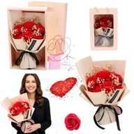 PREZENT NA WALENTYNKI DLA NIEJ DZIEWCZYNY ŻONY BUKIET RÓŻ MYDLANYCH +GRATIS