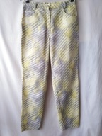 Spodnie dżinsowe w szaro zółte paski- 40