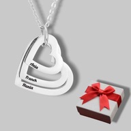 Naszyjnik trzy serca - grawer gratis - napis - prezent