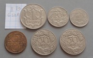 5 groszy do 1 złoty z lat 1923 do 1938 , II RP , LOT INWESTYCYJNY 6 sztuk