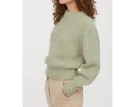 H&M pistacjowy ekskluzywny sweterek wełniany z alpaką