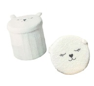 SMUKEE SKŁADANY PUF KOT 31,5x36 cm pufa siedzisko schowek KREMOWY KOTEK