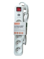 Przedłużacz HYKKER 5 gniazd + USB 1,5 m – listwa z wyłącznikiem NOWA