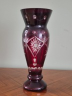 DUŻY KRYSZTAŁOWY WAZON RUBINOWY