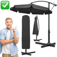 PARASOL OGRODOWY DUŻY SKŁADANY Z POKROWCEM PODSTAWĄ CZARNY MOCNY MASULETTO