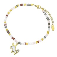 59033 Bransoletka złota stal chirurgiczna jednorożec koraliki