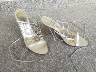 MERMAID COPENHAGEN nr 40 złote sandały na platformie skóra