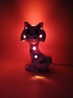Kot UNIKAT ! włoska porcelana Lampka Nocna sygnowana 19cm kolekcjonerska