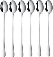 Długie łyżki do latte i deserów 6 sztuk stal nierdzewna połysk