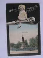 Szczecin Dąbie Altdamm dziewczynka pomnik kolaż 1911