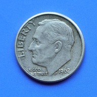 USA one dime, 10 centów 1962, Jefferson, ładne