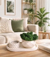 Zestaw dekoracyjny minimalistyczny świecznik mech taca