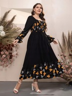 Okazja !_NOWA luksusowa WYSZCZUPLAJĄCA_czarna sukienka_MODNY krój maxi_r.50