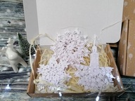 Śnieżynki, gwiazdki, świeczki szydełkowe 15 sztuk w pudełku prezentowym