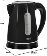 Czajnik Elektryczny Teesa Bezprzewodowy 1,8L 2200W Podświetlany Czarny