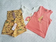 Pepco 2 bluzki i spodenki ecru nowe roz 122