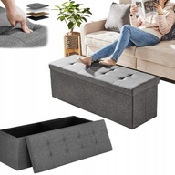 PUFA TAPICEROWANA ZE SCHOWKIEM SKŁADANA ŁAWKA DO PRZEDPOKOJU SZARA 120L