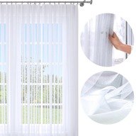 FIRANA ZASŁONA GOTOWA BIAŁA WOAL GŁADKA TAŚMA ŻABKI 500X250 CM