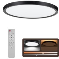 LED Lampa sufitowa ściemniana 24W, lampa sufitowa z pilotem, 3200LM biała