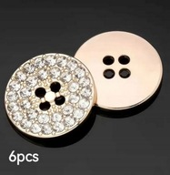 6 Sztuk Luksusowych Metalowych Guzików Z Kryształkami 15 mm