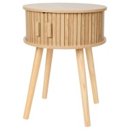 Stolik nocny okrągły 38x50 cm – elegancki drewniany stolik boho do sypialni