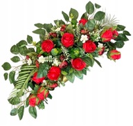 wiązanka stroik na grób cmentarz czerwone róże obciążona nowoczesna serce